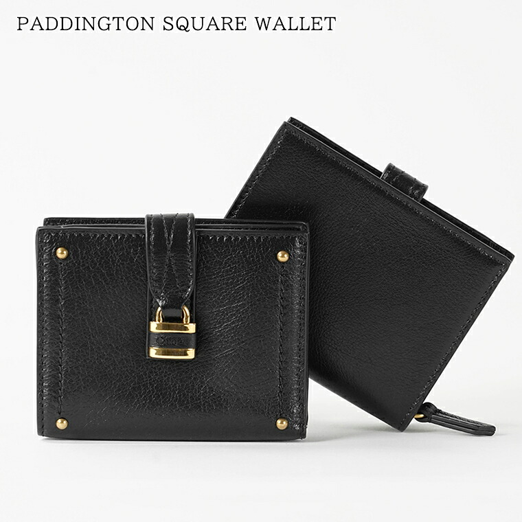 クロエ Chloe レディース 2つ折り財布 PADDINGTON SQUARE WALLET CH26SP916O37 BLACK ブラック 001 パディントン スクエア ウォレット 折財布 ミニ財布 サイフ 小物 南京錠 パドロック スタッズ プレゼント 誕生日 クリスマス 【2026春夏新作】