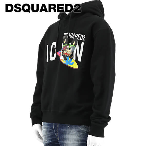 ディースクエアード DSQUARED2 メンズ パーカー ICON R N SWEAT S79GU0095 S25516 ホワイト 100  ICON R/N SWEAT アイコン チロ プルオーバー 長袖 裏起毛 プリント ロゴ 【2023春夏新作】 ワールドクラブ 1989