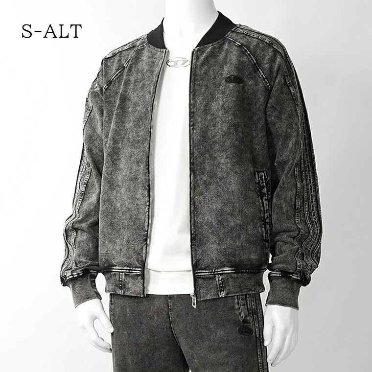 ディーゼル DIESEL メンズ トラックジャケット S ALT A19938 0DCCJ ウォッシュブラック 02A アウター 長袖 ジップアップ シングルジップ シングルファスナー ウォッシュ ストレッチ ラグランスリーブ セットアップ可能 A19939 0DCCJ 【2026春夏新作】