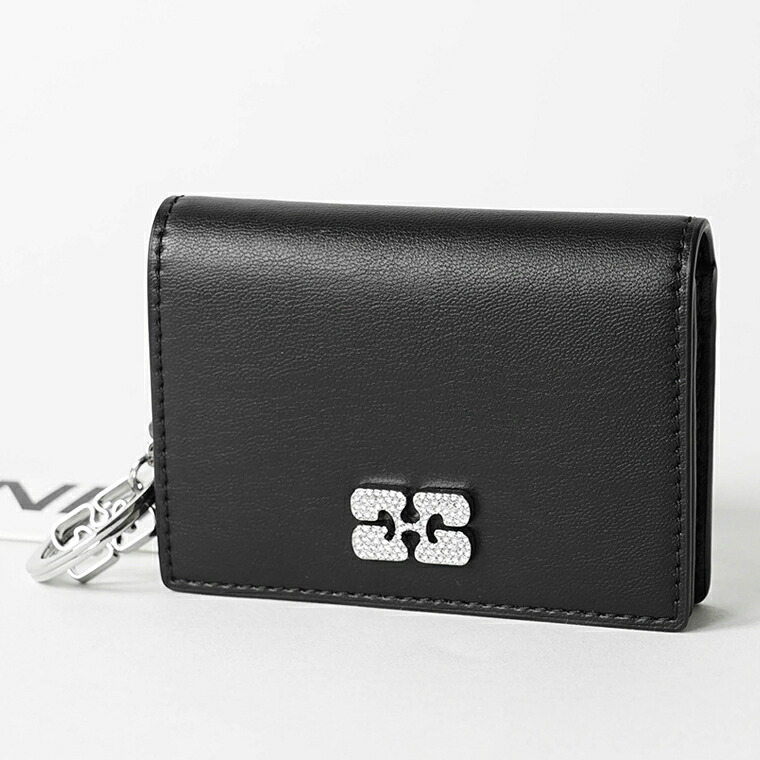 ガニー GANNI レディース カードケース A6395 BLACK ブラック 099 カードホルダー カード入れ キーリング付き 小物 プレゼント 誕生日 クリスマス 母の日