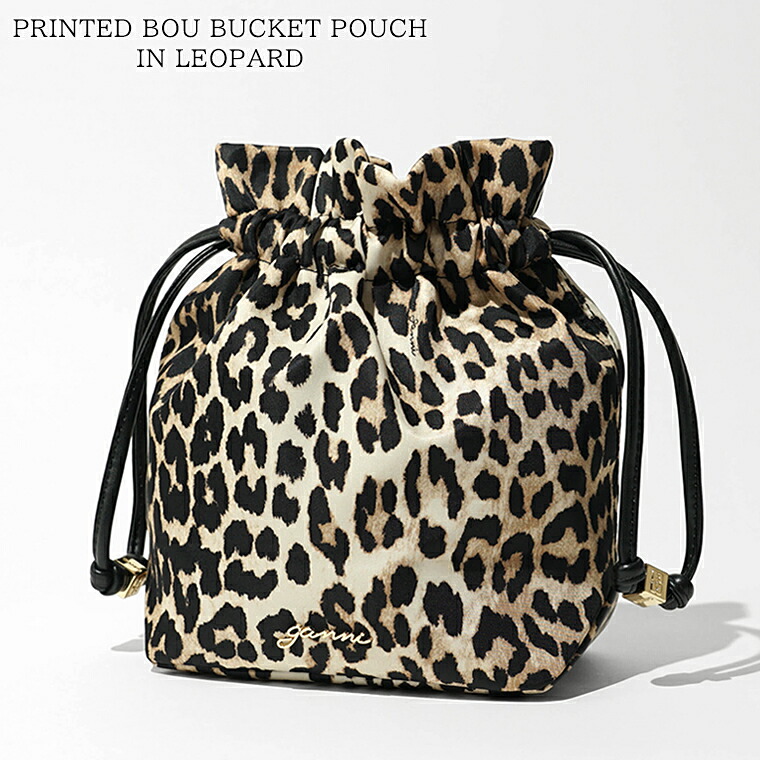 ガニー GANNI レディース 車寄せ PRINTED BOU BUCKET POUCH IN LEOPARD B3010069 ALMOND MILK 扁桃牛乳 859 レオパード柄刷り上げる ブー 井戸釣瓶車寄せ ドローストリング ミニ御徒面子 クラッチペダル御徒面子 小入れもの コスメポーチ 合切袋 小物 差し上げ物 【2026春夏新作】