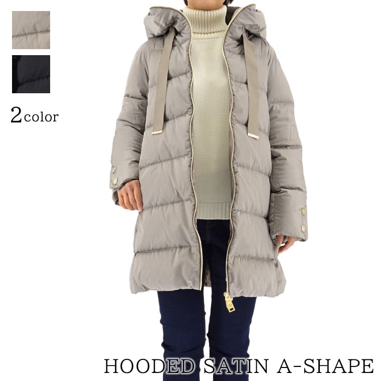 【楽天市場】ヘルノ HERNO レディース ダウンコート HOODED SATIN A SHAPE PI1304D 12170 ライトトープ ...