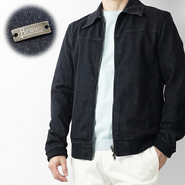 ヘルノ HERNO メンズ ブルゾン GI000659U 13315 ブルー ネイビー BLUE NAVY 9200 デニムジャケット ジップアップ ワークジャケット アウター ライトアウター ダブルファスナー ダブルジップ ストレッチ 【2026春夏新作】｜ワールドクラブ 1989