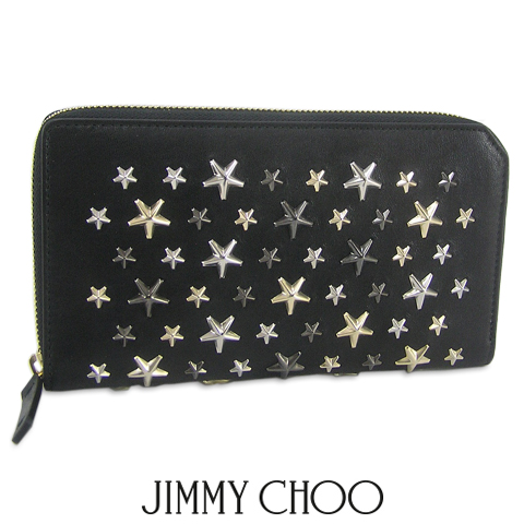 【2019春夏新作】 ジミーチュウ/JIMMY CHOO メンズ 長財布 CARNABY LTR METALLIC MIX (BLACK/ブラック) カーナビー/スタッズ/ラウンドファスナー/ラウンドジップ/サイフ/小物/プレゼント/クリスマス/ユニセックス/男女兼用