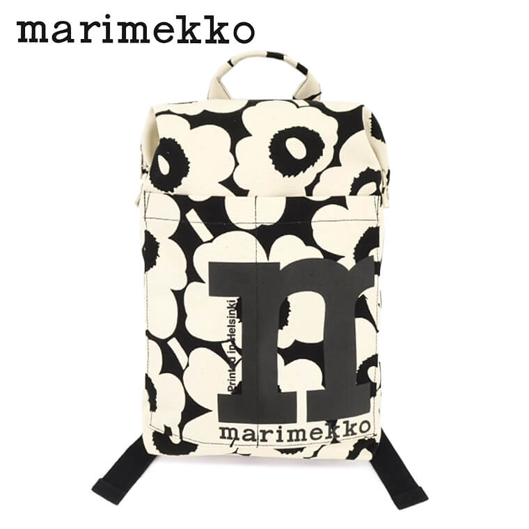 マリメッコ marimekko レディース バックパック MONO BACKPACK UNIKKO 092195 BLACK COTTON ブラック コットン 908 リュック リュックサック 総柄 花柄 ウニッコ 小物 プレゼント 誕生日