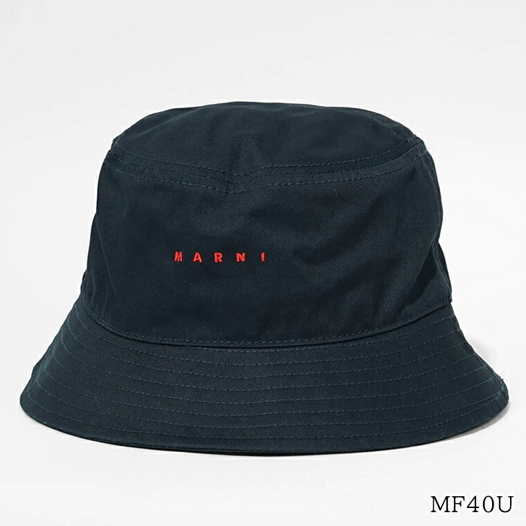 *Marni* ロゴ刺繍 フラットピーク バケット ハット 2色展開 Marni* ロゴ刺繍 フラットピーク バケット ハット 2色展開