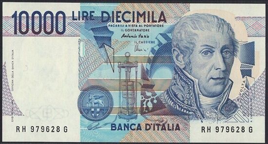 楽天市場】イタリア紙幣 10000リラ 美品 1984年 電池の発明者