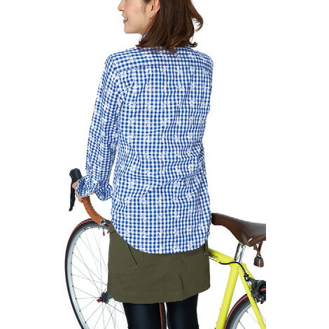 ロコゴワロコ自転車シャツブラウンチェックレディース