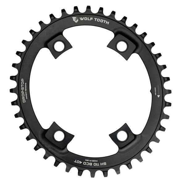 ウルフトゥース 110BCD非対称 4ボルト Shimanoクランク用 PowerTrac Elliptical（PTE） ワイド/ナロー 楕円チェーンリング Drop-Stop B