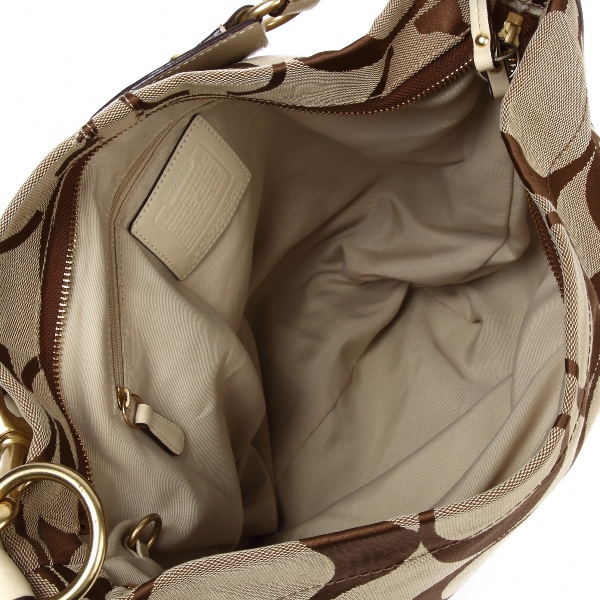 WORLDDRIVESHOP: COACH coach bag outlet signature Carly large shoulder 10620 khaki X beige ivory ...