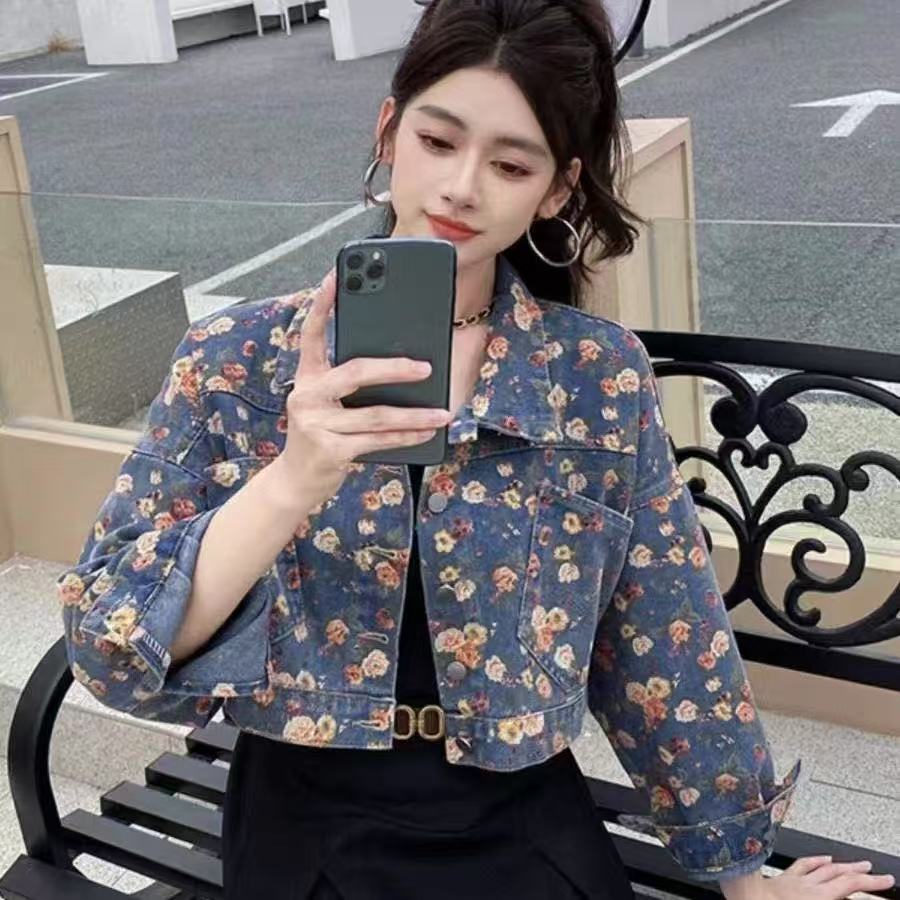 楽天市場】デニムジャケット レディース 花柄 ジージャン Gジャン