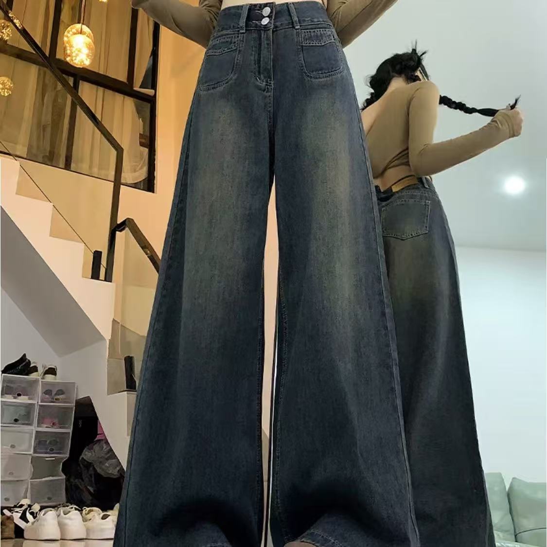 パンツ ボトムス ジーンズ デニム ワイド ダメージ4colors S/2XL 2color ／ 4size 】クラッシュダメージバイカラースラブワイド