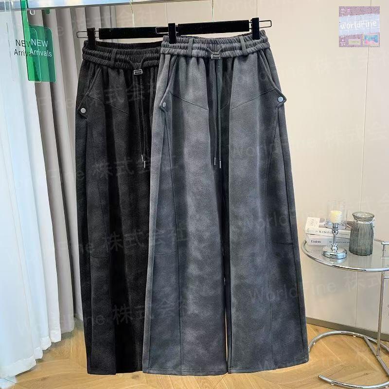 ワイドパンツ レディース 秋冬パンツ 大きいサイズ シンプル ウエストゴム イージーパンツ ポケット付き カジュアルパンツ ロング ボトムス 大きいサイズ ゆったり LPGA092(2色L-4XL)