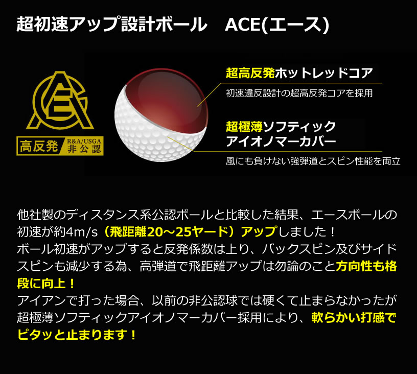 高反発で驚異の飛距離を実現 チームヨシムラ ACEボール 12球入り ボール | windowmaker.com