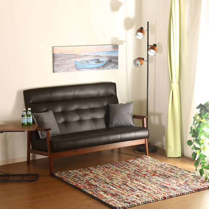 ハイバック 木製フレーム ハイバックインテリア 寝具 収納 ソファ 幅135 バイキャストレザー 2人掛け ソファ ソファー 木製フレーム 合成皮革 ハイバックソファ 天然木 デザイン 肘付き木目 レザー カフェ風 木製 肘つき ハイバックソファ レザー 幅135 カフェ風 バイ