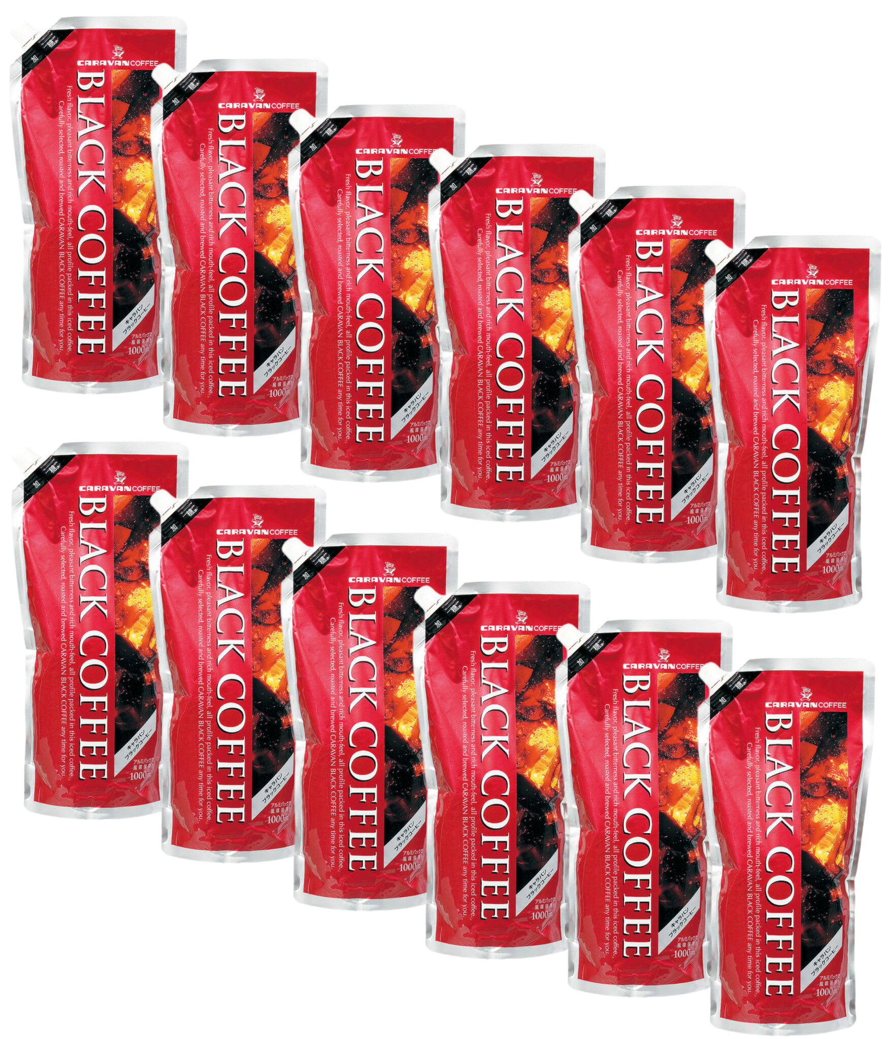 CARAVAN COFFEE BLACK COFFEE 1000ml×12本 Amazon | キャラバンコーヒー ブラックコーヒー 無糖 1L×12袋