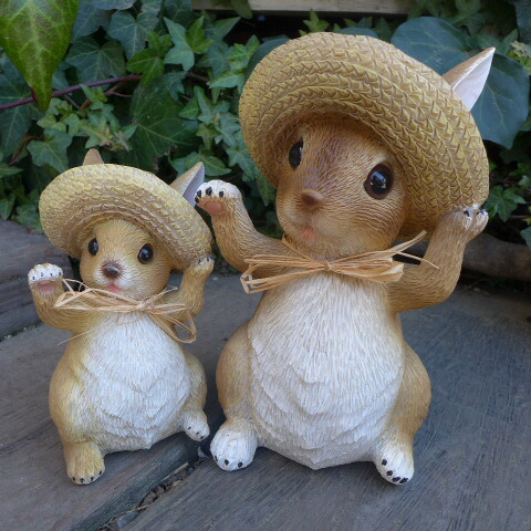 楽天市場】うさぎの置物 うさぎの親子3品セット 白 ウサギ