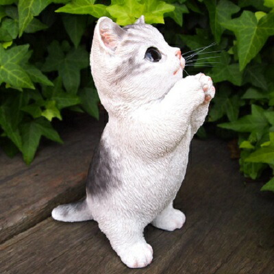 楽天市場】猫の置物 子猫のお願い三毛 MK76QY キャット ガーデン