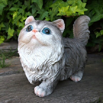 楽天市場】猫 置物 リアル マンチカン 前向き ブルー ねこ ネコ