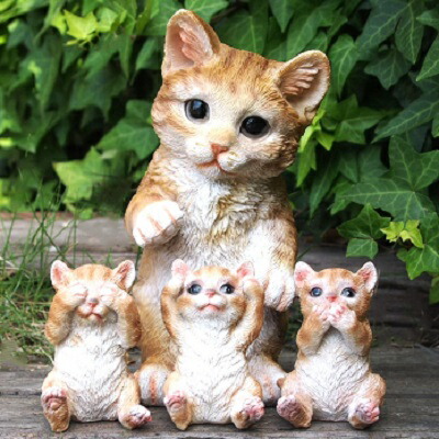 楽天市場】猫の置物 親子猫3匹セット グレートラ 7380