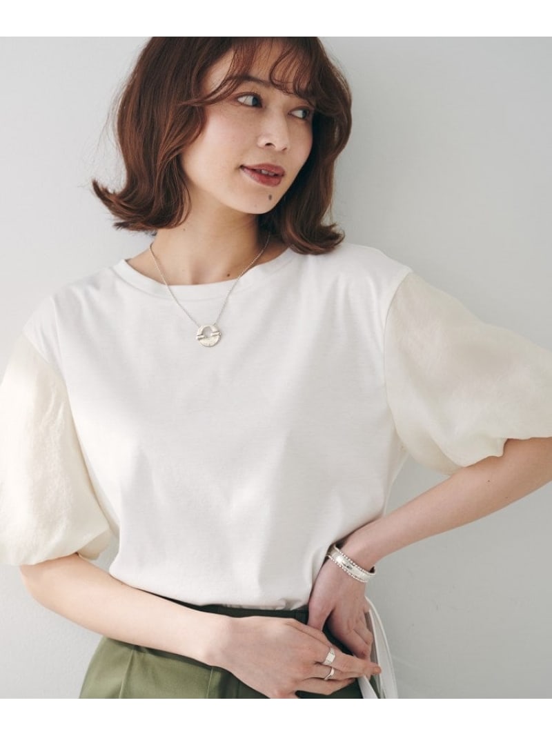 【SALE／60%OFF】【二の腕カバー/洗える】袖シアーバルーンプルオーバー UNTITLED アンタイトル トップス カットソー・Tシャツ グレー ホワイト ブラック【RBA_E】【送料無料】[ Fashion]