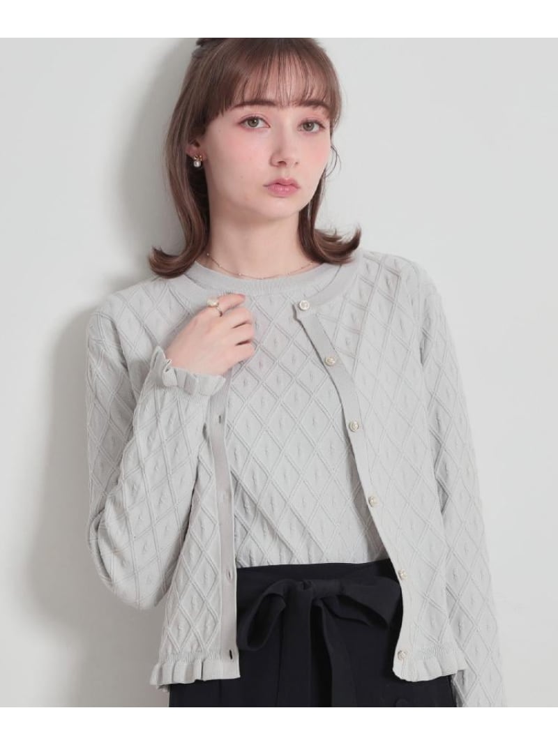 【SALE／5%OFF】【アンサンブル可】ダイヤ柄カーディガン Couture Brooch クチュールブローチ トップス カーディガン ブラック イエロー【RBA_E】【送料無料】[ Fashion]