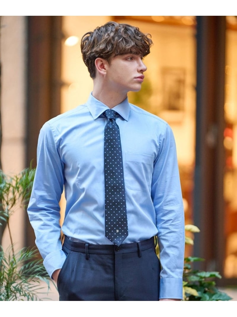 100/2 広広とした色合いティーシャツ DRESSTERIOR お召しものテリア 背広・フォーマル Yティーシャツ・カッターシャツ 青色【貨物輸送無料】[ Fashion] ワイシャツ-トップス-メンズファッション