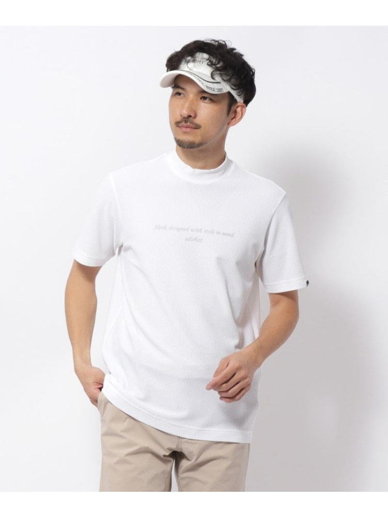 【SALE／20%OFF】ドライワッフルモックネックT adabat アダバット トップス カットソー・Tシャツ ホワイト ブラック【RBA_E】【送料無料】[ Fashion]