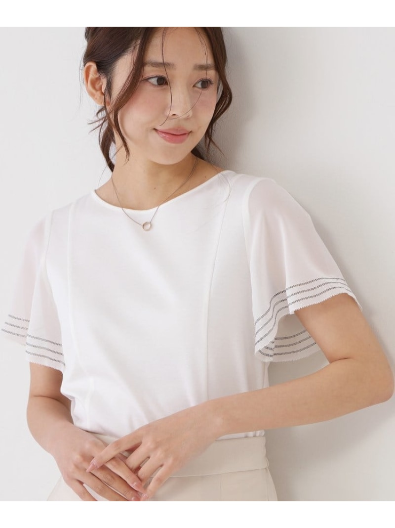 【手洗い可】フレアスリーブカットソー COUP DE CHANCE クード シャンス トップス カットソー・Tシャツ ホワイト ブルー ブラック レッド ベージュ【先行予約】*【送料無料】[ Fashion]