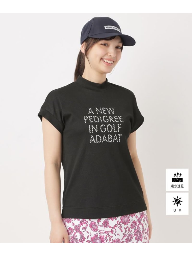 【SALE／40%OFF】【吸水速乾】UVメッセージロゴモックT adabat アダバット トップス カットソー・Tシャツ ネイビー ブルー ピンク ブラック【RBA_E】【送料無料】[ Fashion]｜WORLD ONLINE STORE店