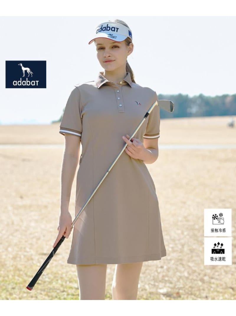【ADABAT NAVY】カノコポロえりワンピース adabat アダバット ワンピース・ドレス その他のワンピース・ドレス ブルー ベージュ ネイビー【送料無料】[ Fashion]