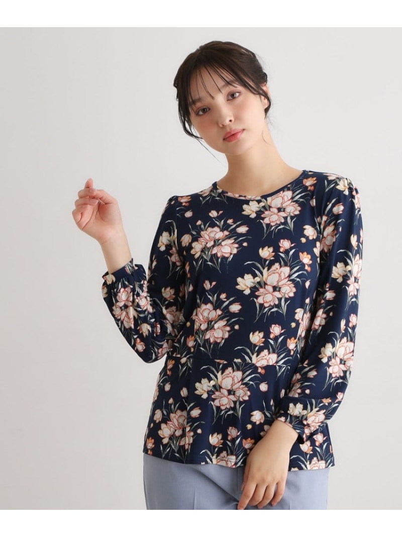 【SALE／30%OFF】【リストバンド天然ゴム遣りかた/洗える/プルオーバー原材料/同柄科目あり】サトクリフ チューリップス柄ティーシャツ LAURA ASHLEY ローラ アシュレイ トップス カットソー・プルオーバー 緑であること 米国海軍【RBA_E】【貨物輸送無料】[ Fashion]