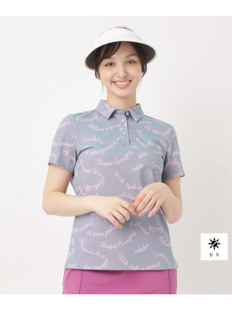 シャンブレープリント半袖ポロシャツ adabat アダバット トップス ポロシャツ ネイビー パープル【送料無料】[ Fashion]