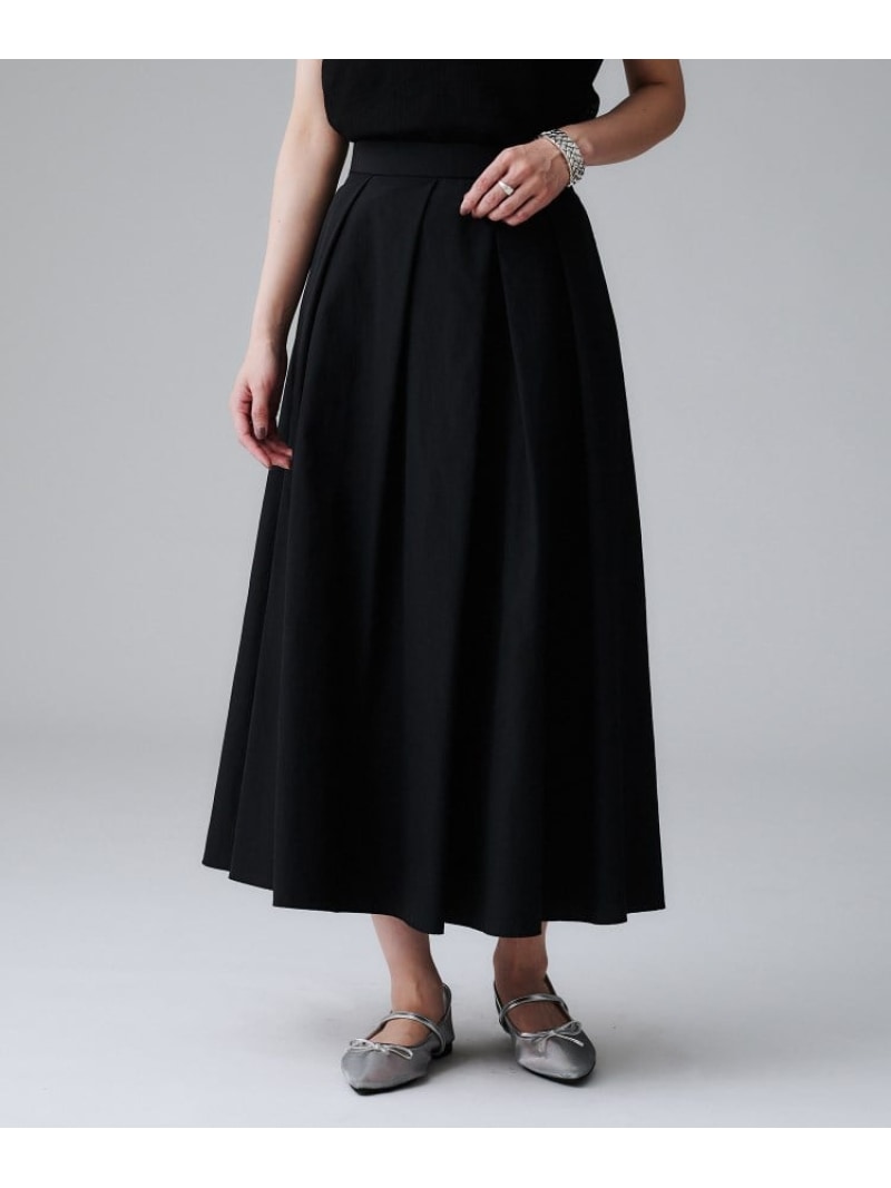 【SALE／50%OFF】【はっ水/ナイロン/後ろウエストゴム】タスランフレアスカート UNTITLED アンタイトル スカート ロング・マキシスカート ブラック ベージュ【RBA_E】【送料無料】[ Fashion]