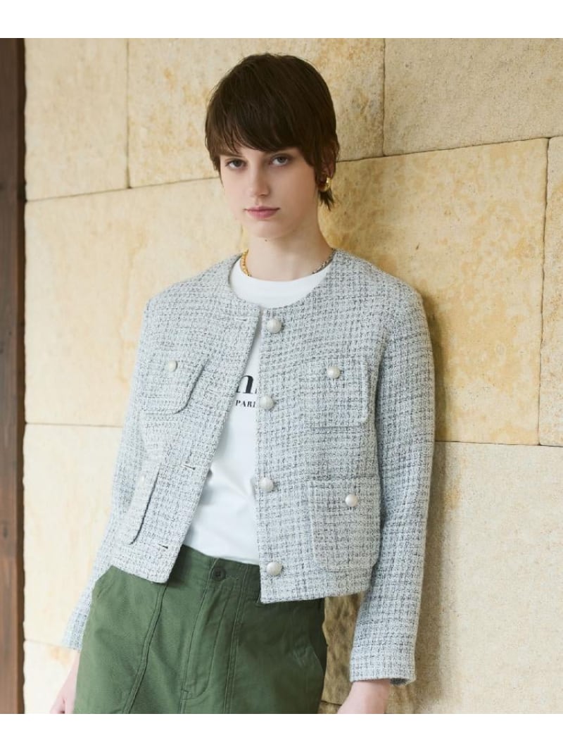 【SALE／20%OFF】ラメミックスツイードジャケット DRESSTERIOR ドレステリア ジャケット・アウター ノーカラージャケット【RBA_E】【送料無料】[ Fashion] 20,275円