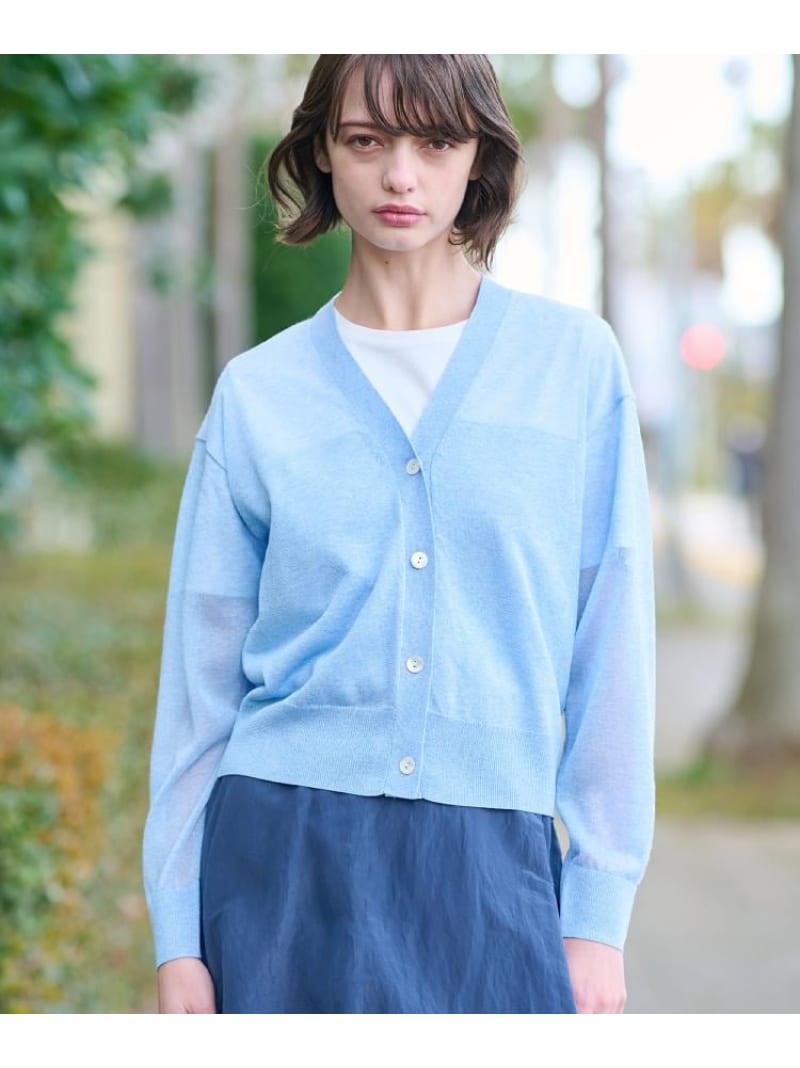 【SALE／20%OFF】【洗える/遊撃手丈】シアーコンビカーディガン DRESSTERIOR お召しものテリア トップス ジレー 青色【RBA_E】【貨物輸送無料】[ Fashion] レディースファッション-カーディガン・ボレロ