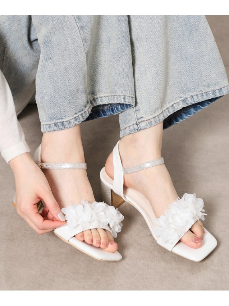 2WAY3Dフラワーサンダル ESPERANZA エスペランサ シューズ・靴 サンダル ホワイト ブラック ベージュ【送料無料】[ Fashion]