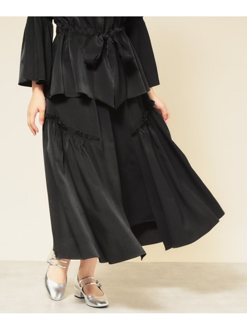 【SALE／55%OFF】【COLLECTION LINE】アシメフレアスカート SunaUna スーナウーナ スカート ロング・マキシスカート ブラック ベージュ【RBA_E】【送料無料】[ Fashion]｜WORLD ONLINE STORE店