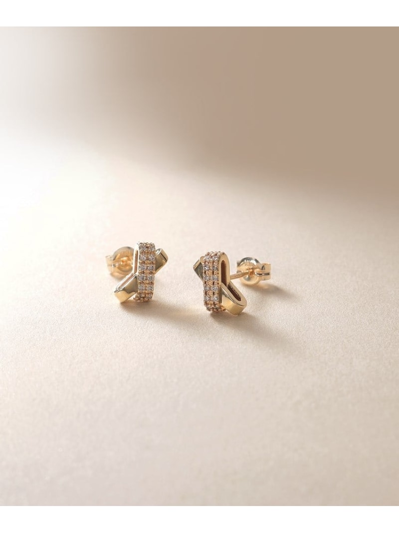 K10ダイヤモンド アシンメトリークロス スタッドピアス COCOSHNIK ココシュニック アクセサリー・腕時計 ピアス ゴールド【送料無料】[ Fashion]｜WORLD ONLINE STORE店