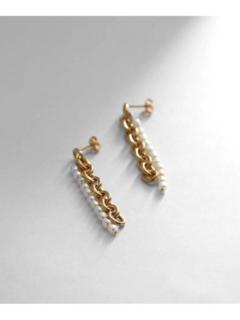 シルバー バロックパール チェーンコンビネーション スタッドピアス GP COCOSHNIK ONKITSCH ココシュニック オンキッチュ アクセサリー・腕時計 ピアス ゴールド【送料無料】[ Fashion]｜WORLD ONLINE STORE店