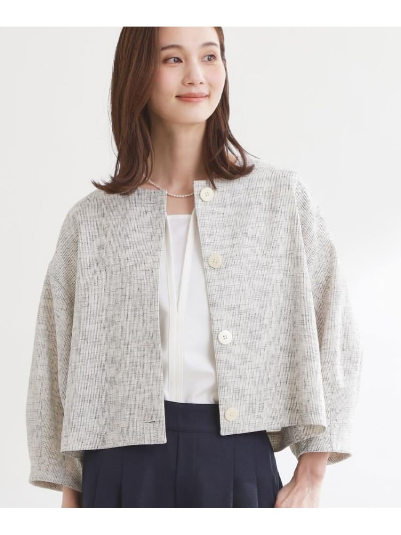 【SALE／40%OFF】【セットアップ可】ツイードノーカラージャケット Reflect リフレクト ジャケット・アウター ノーカラージャケット ホワイト ネイビー【RBA_E】【送料無料】[ Fashion]｜WORLD ONLINE STORE店