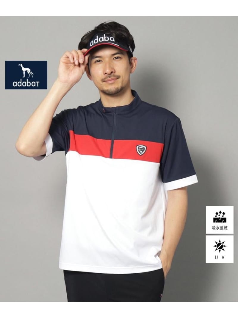 【SALE／37%OFF】【新レーベル ADABAT NAVY】UVカット/吸水速乾 ドライハーフジッププルオーバー adabat アダバット トップス カットソー・Tシャツ ブラック ホワイト【RBA_E】【送料無料】[ Fashion] 8,857円