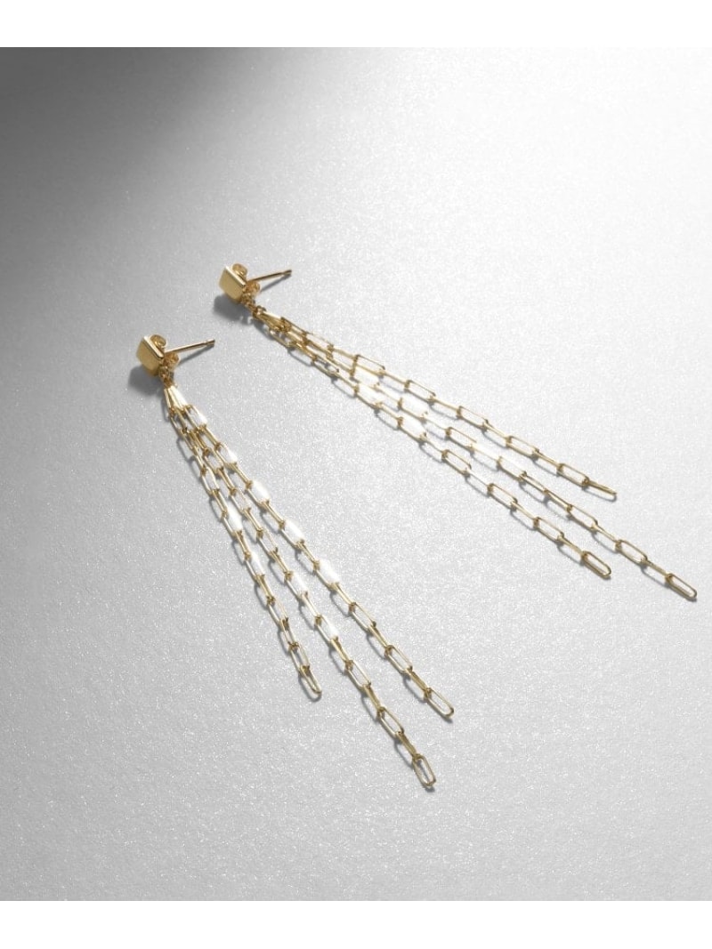 K10プリムケーブルチェーンフリンジ スタッドピアス COCOSHNIK ココシュニック アクセサリー・腕時計 ピアス イエロー【送料無料】[ Fashion]