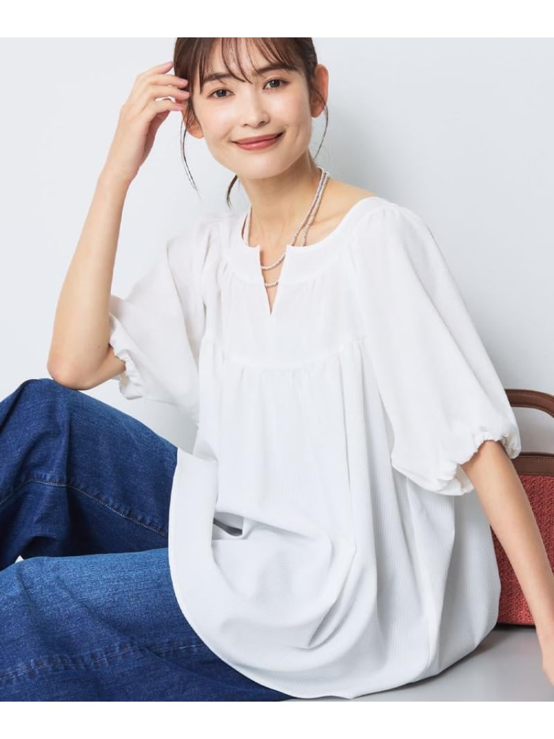 【SALE／37%OFF】ギャザーデザインブラウス Reflect リフレクト トップス プルオーバー・トップ 黄色 青碧 オレンジ色 米国海軍 薄墨色 白いこと【RBA_E】【貨物輸送無料】[ Fashion]