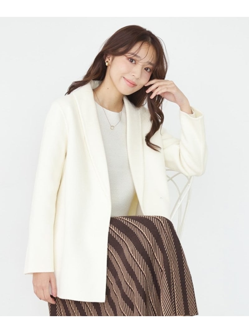 【SALE／50%OFF】【リバー仕立て/裏地無し】軽く羽織れるウールリバーコート COUP DE CHANCE クード シャンス ジャケット・アウター ステンカラーコート ネイビー ホワイト ブルー【RBA_E】【送料無料】[ Fashion]｜WORLD ONLINE STORE店
