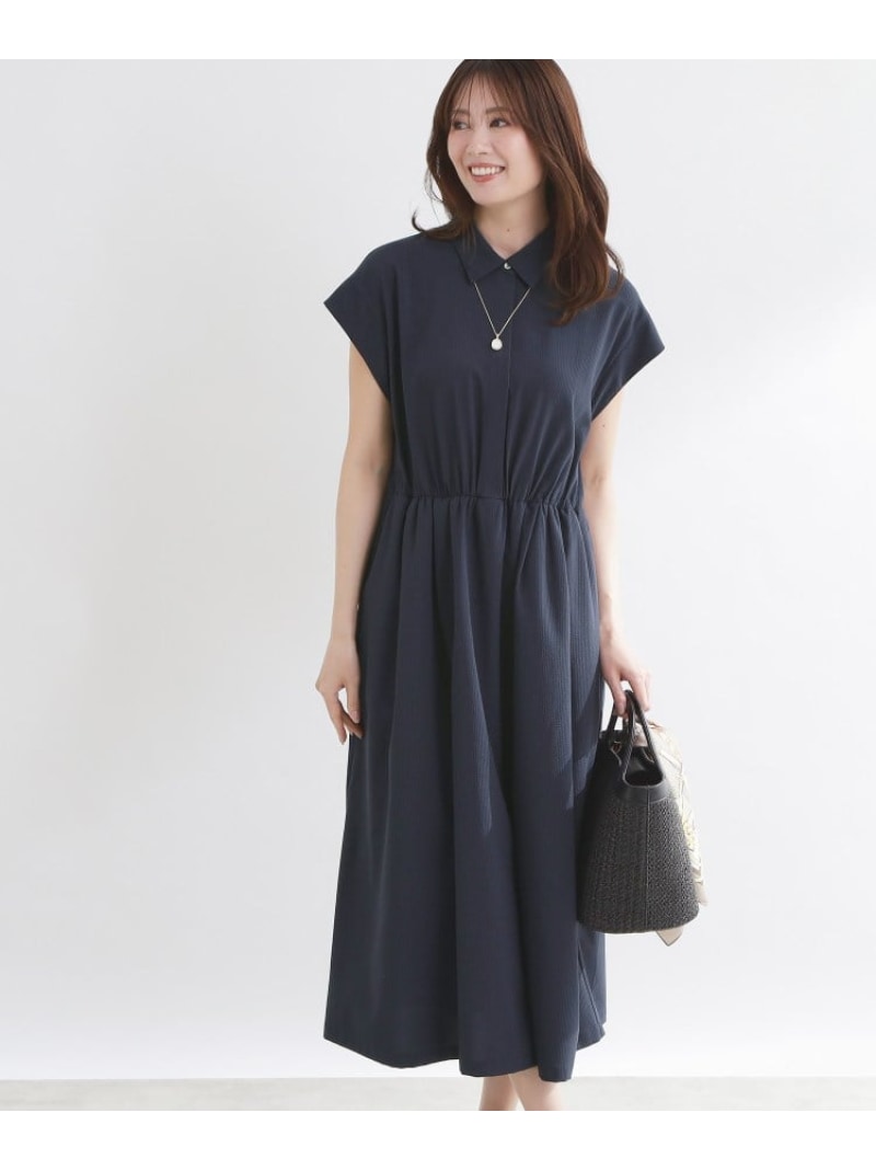 【SALE／30%OFF】フレンチスリーブシャツワンピース Reflect リフレクト ワンピース・ドレス その他のワンピース・ドレス ネイビー グレー ブルー【RBA_E】【送料無料】[ Fashion]｜WORLD ONLINE STORE店