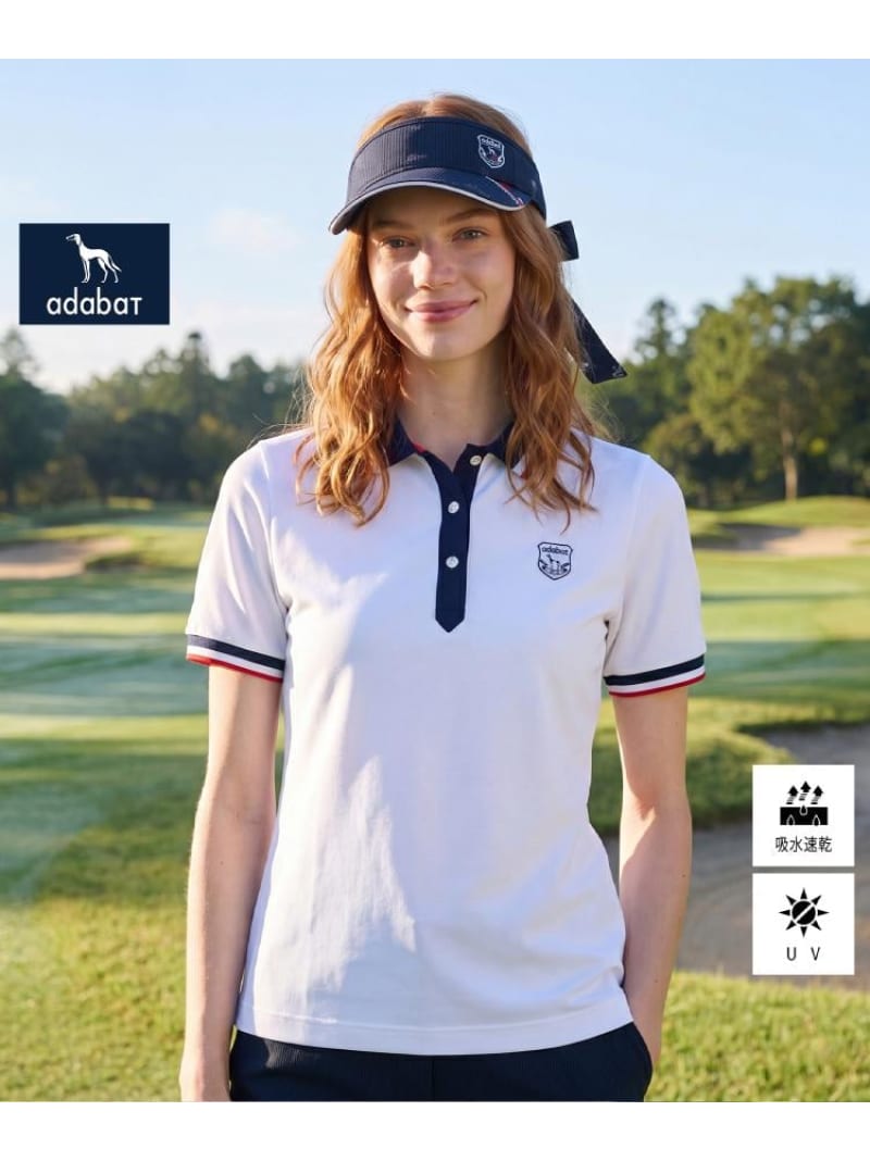【SALE／30%OFF】【ADABAT NAVY】吸水速乾/UVカット カノコクレリック半袖ポロシャツ adabat アダバット トップス ポロシャツ ホワイト ブラック【RBA_E】【送料無料】[ Fashion]｜WORLD ONLINE STORE店
