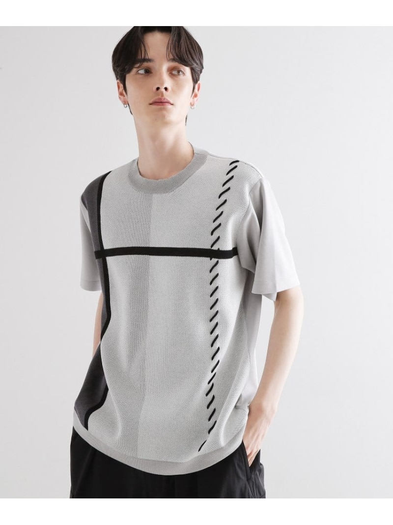 【SALE／20%OFF】ニットドッキングクロスオーバー tk.TAKEO KIKUCHI ティーケータケオキクチ トップス カットソー・Tシャツ ブラック ネイビー ベージュ【RBA_E】【送料無料】[ Fashion]