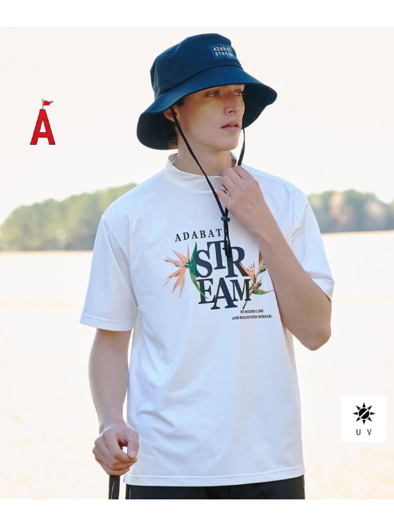 フラワープリント半袖モックT ADABAT STREAM アダバット トップス カットソー・Tシャツ ホワイト ベージュ ブラック【送料無料】[ Fashion] 12,375円