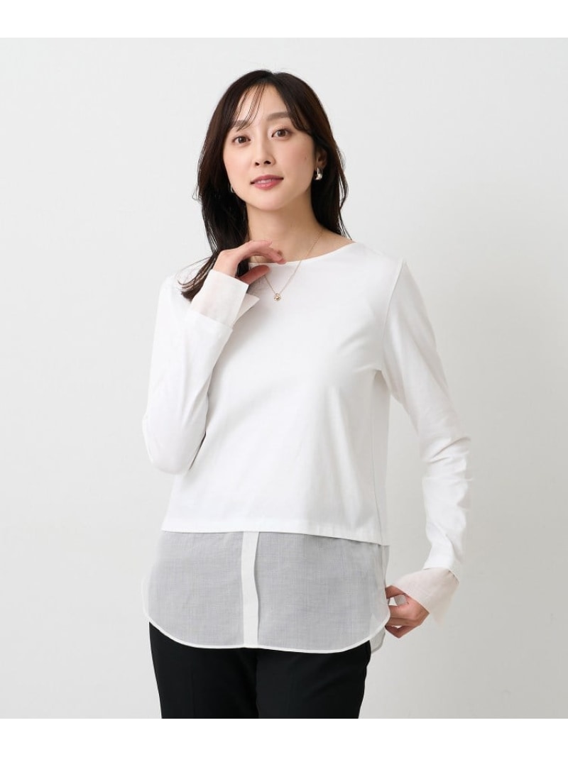 【洗える/レイヤードTシャツ】シャツディテールレイヤードプルオーバー UNTITLED アンタイトル トップス カットソー・Tシャツ ホワイト【送料無料】[ Fashion]